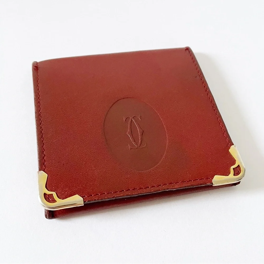 Cartier vintage burgundy leather coin snap pouch